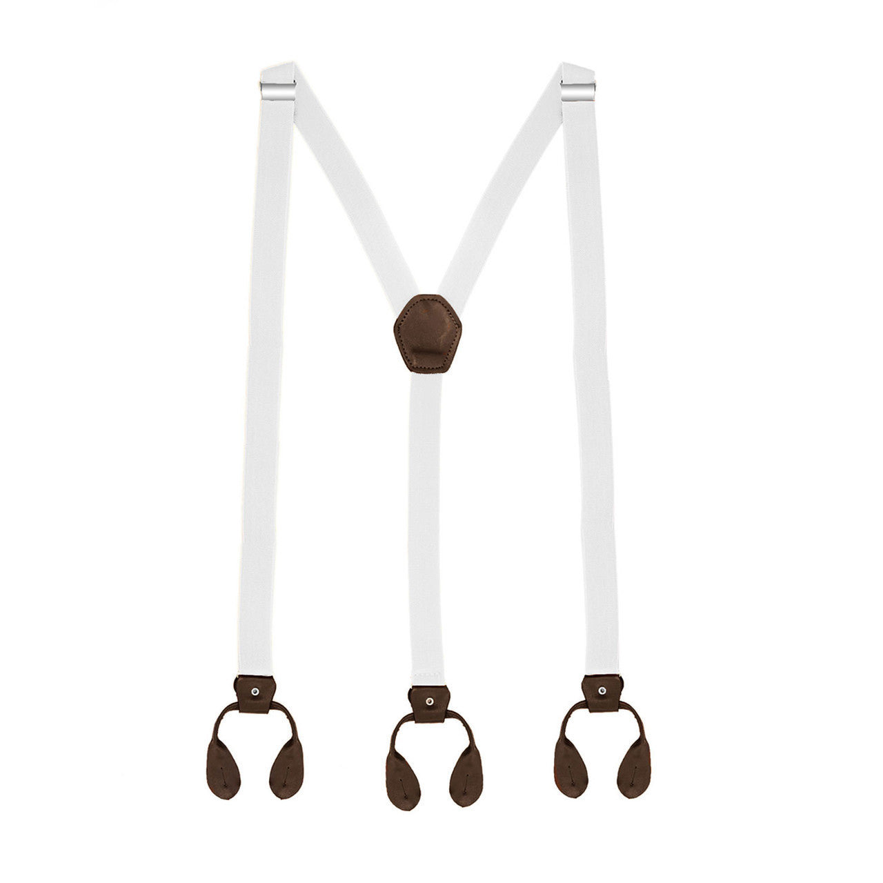 White and Brown Braces with Button Hole - 25mm