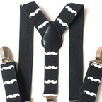 White Moustache Braces with Clip On - 25mm