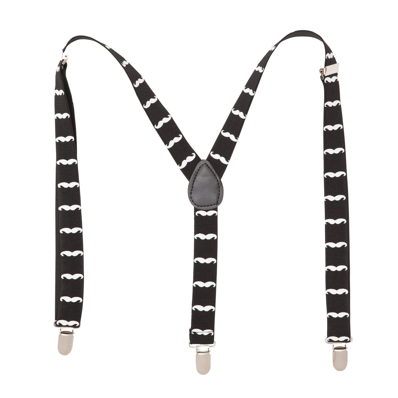 White Moustache Braces with Clip On - 25mm