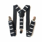 White Moustache Braces with Clip On - 25mm