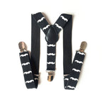 White Moustache Braces with Clip On - 25mm