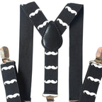 White Moustache Braces with Clip On - 25mm