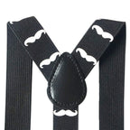 White Moustache Braces with Clip On - 25mm
