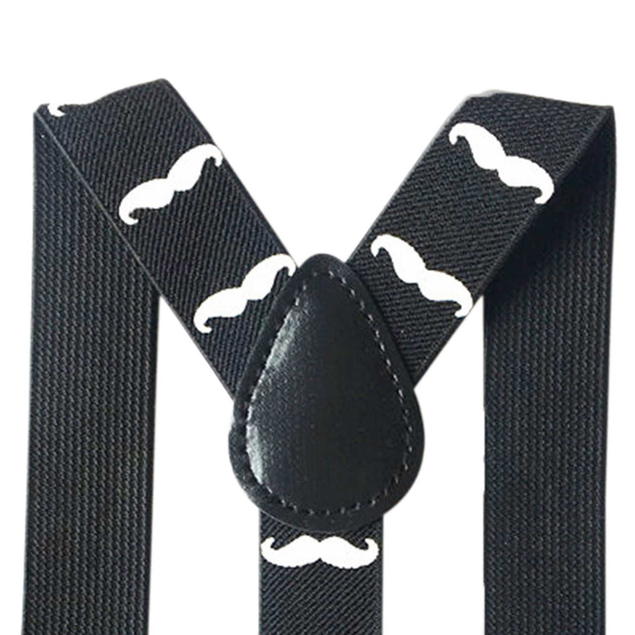 White Moustache Braces with Clip On - 25mm