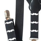 White Moustache Braces with Clip On - 25mm