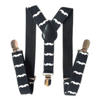 White Moustache Braces with Clip On - 25mm