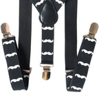 White Moustache Braces with Clip On - 25mm