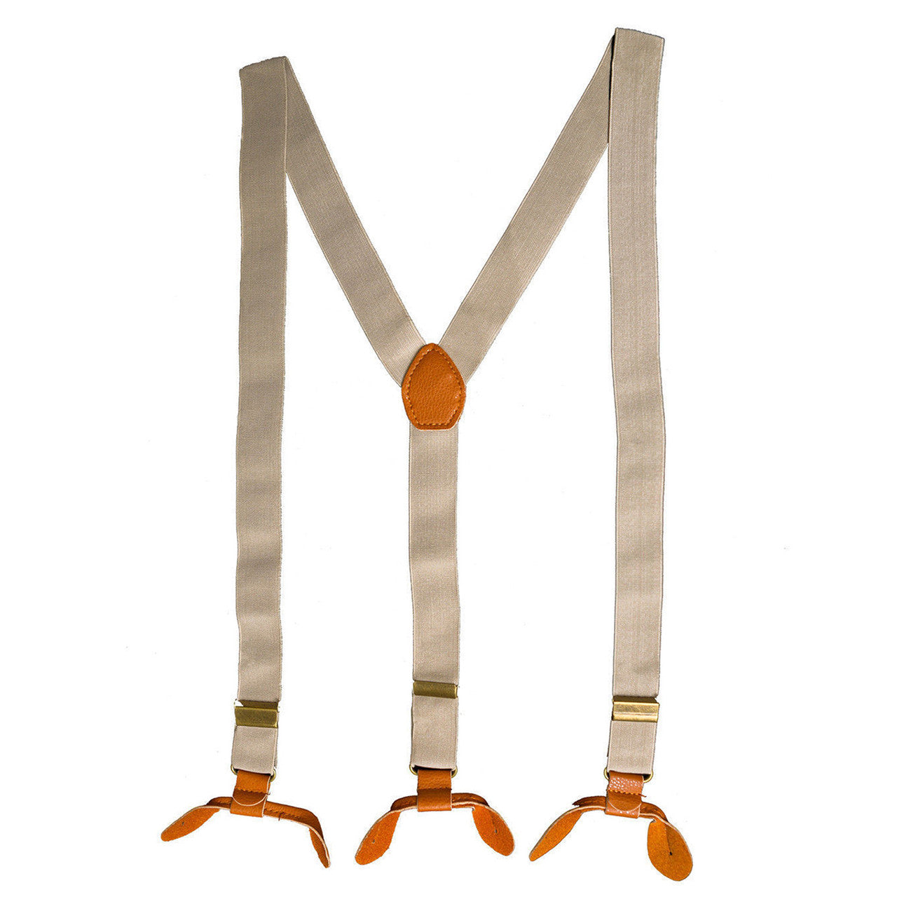 Beige Braces with Button Hole - 25mm