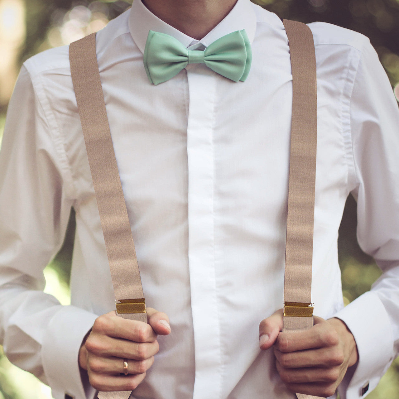 Beige Braces with Button Hole - 25mm