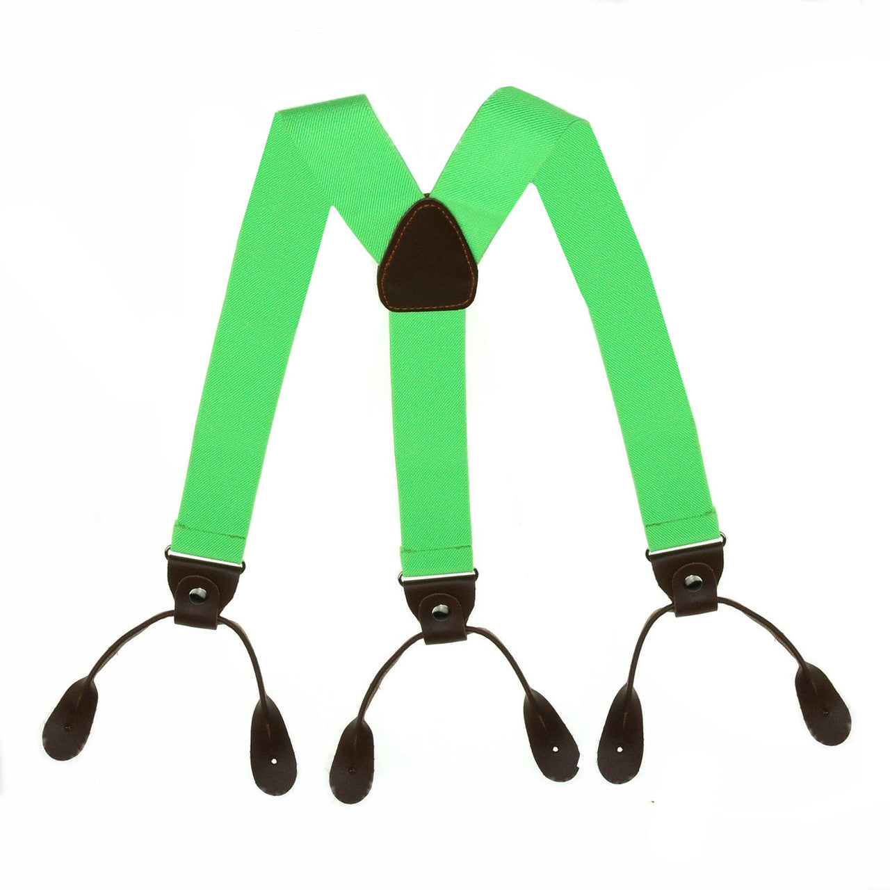 Green with Brown Braces with Button Hole - 25mm