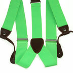 Green with Brown Braces with Button Hole - 25mm
