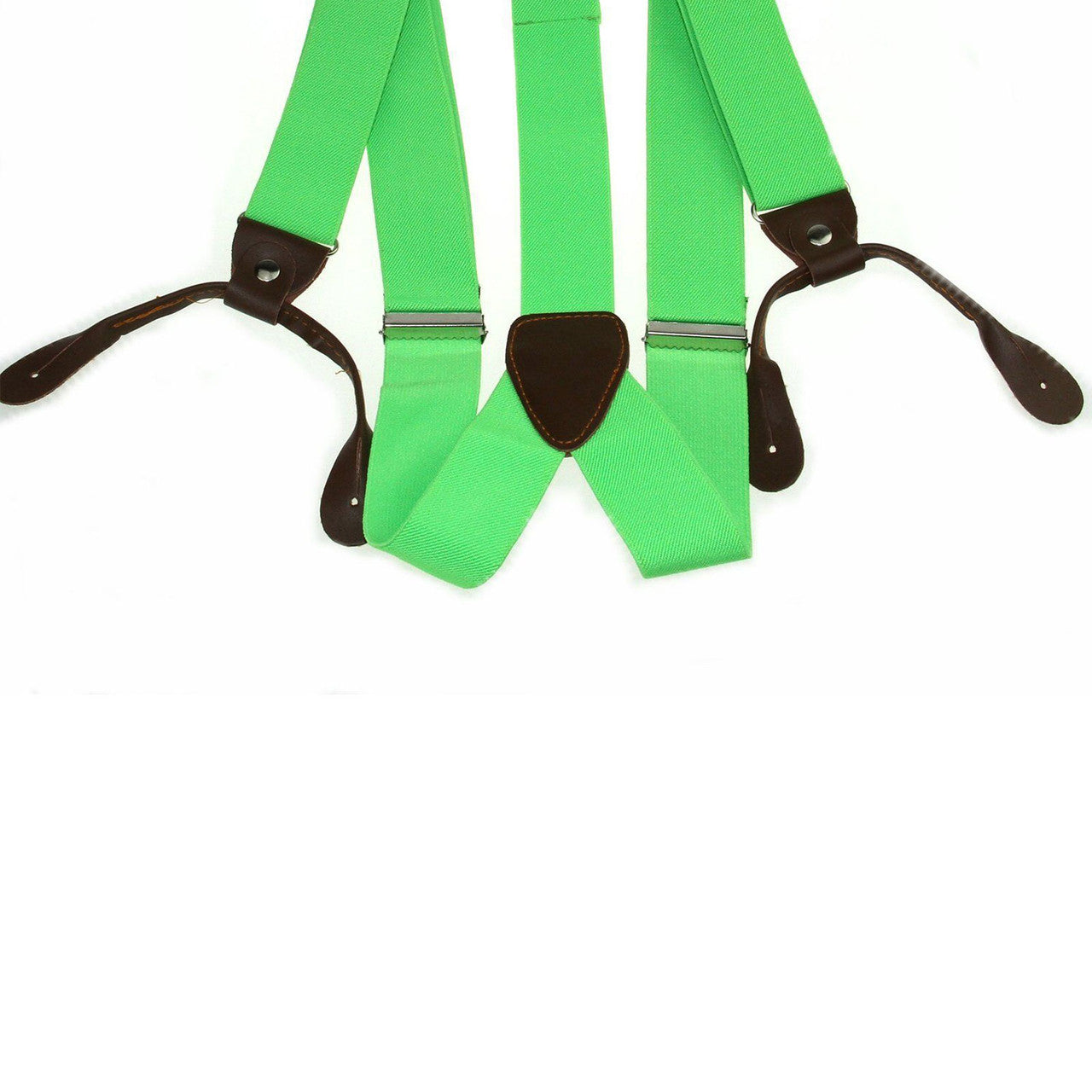 Green with Brown Braces with Button Hole - 25mm