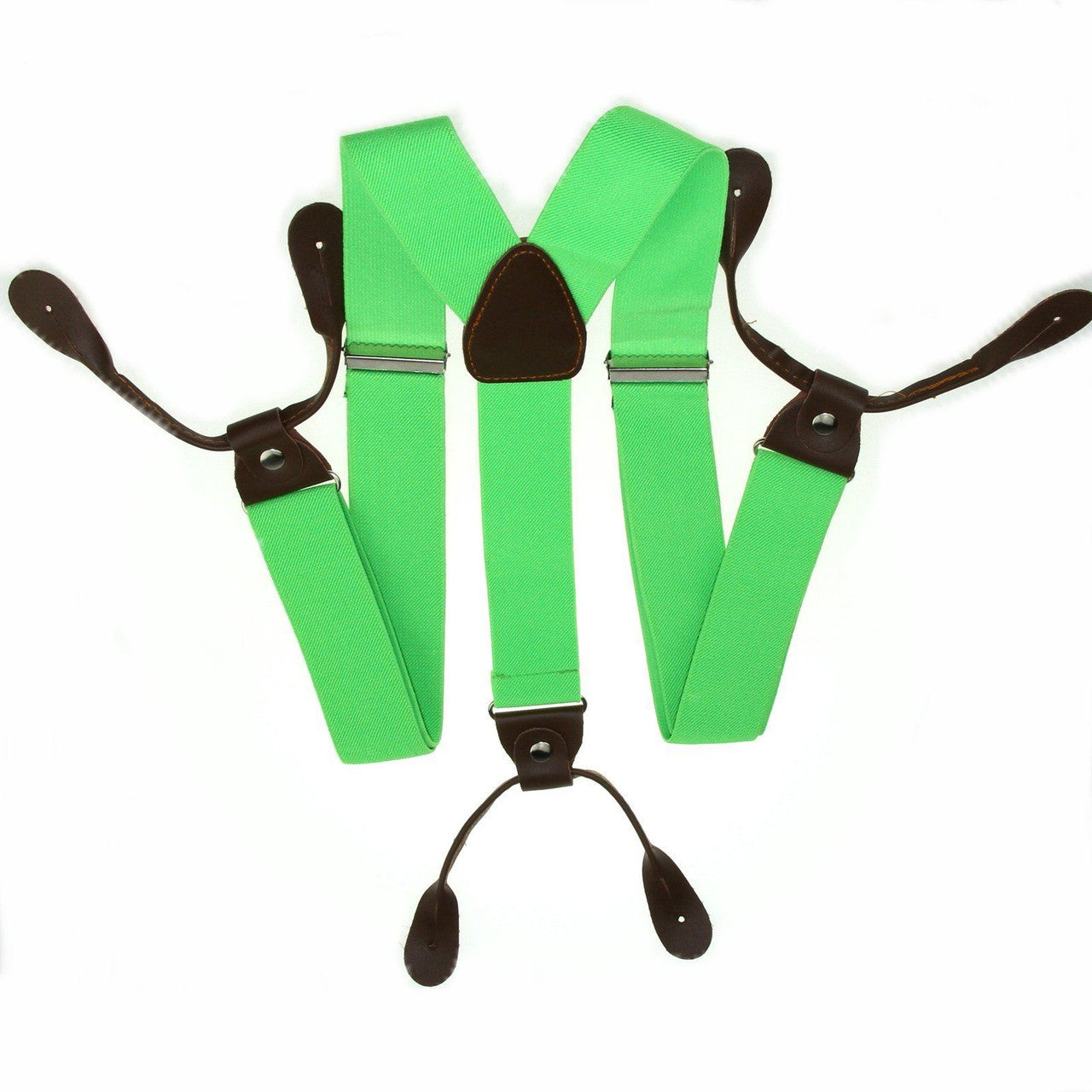 Green with Brown Braces with Button Hole - 25mm