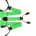 Green with Brown Braces with Button Hole - 25mm