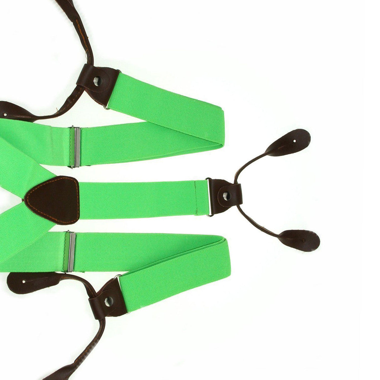 Green with Brown Braces with Button Hole - 25mm