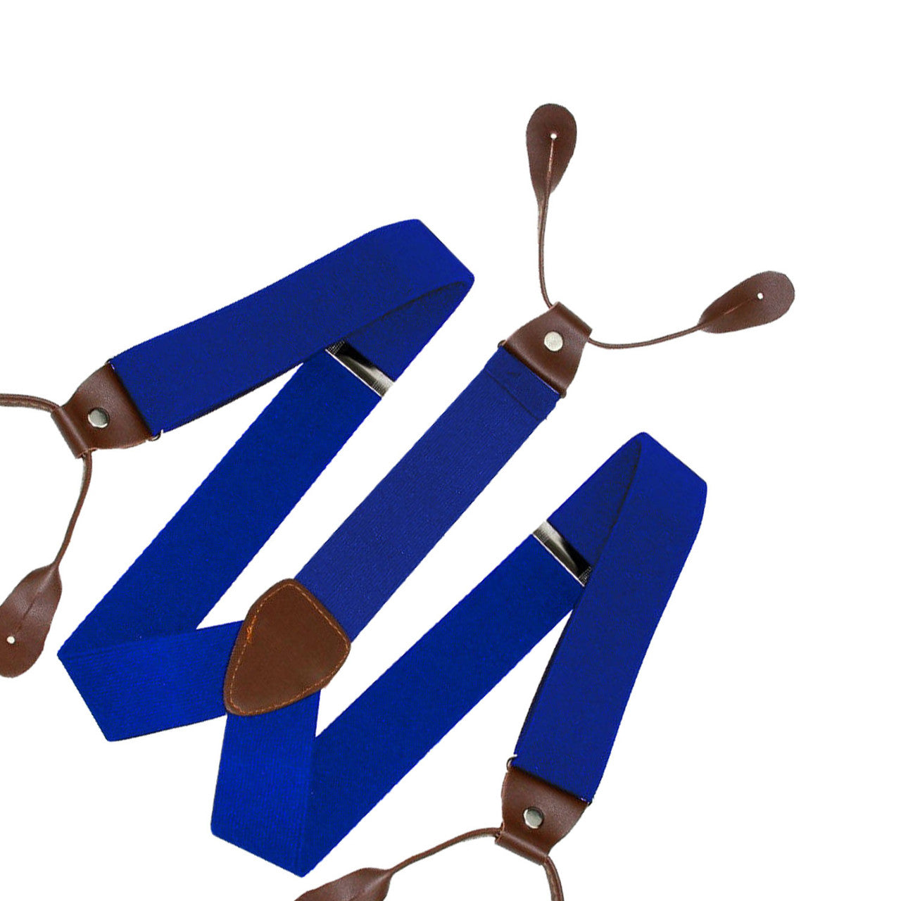 Royal Blue with Brown Braces with Button Hole - 25mm