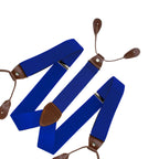 Royal Blue with Brown Braces with Button Hole - 25mm