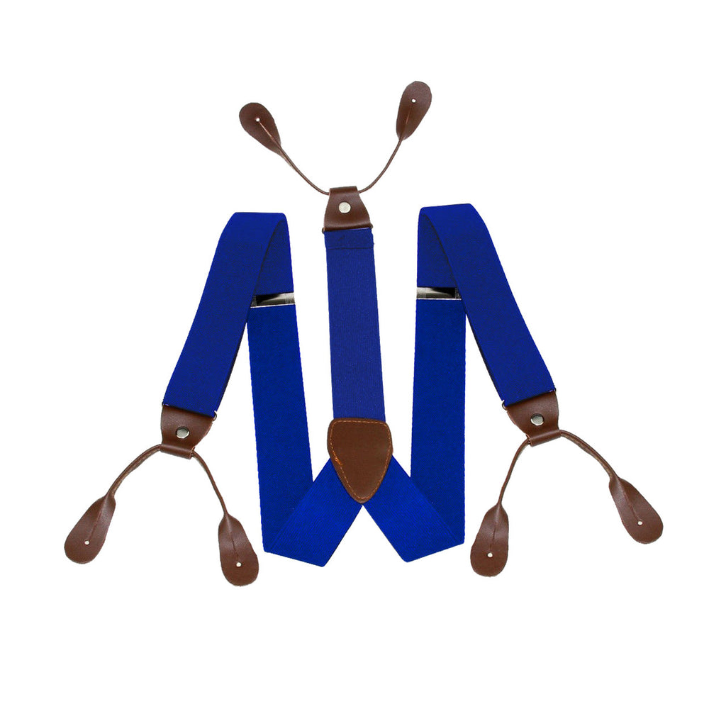 Royal Blue with Brown Braces with Button Hole - 25mm