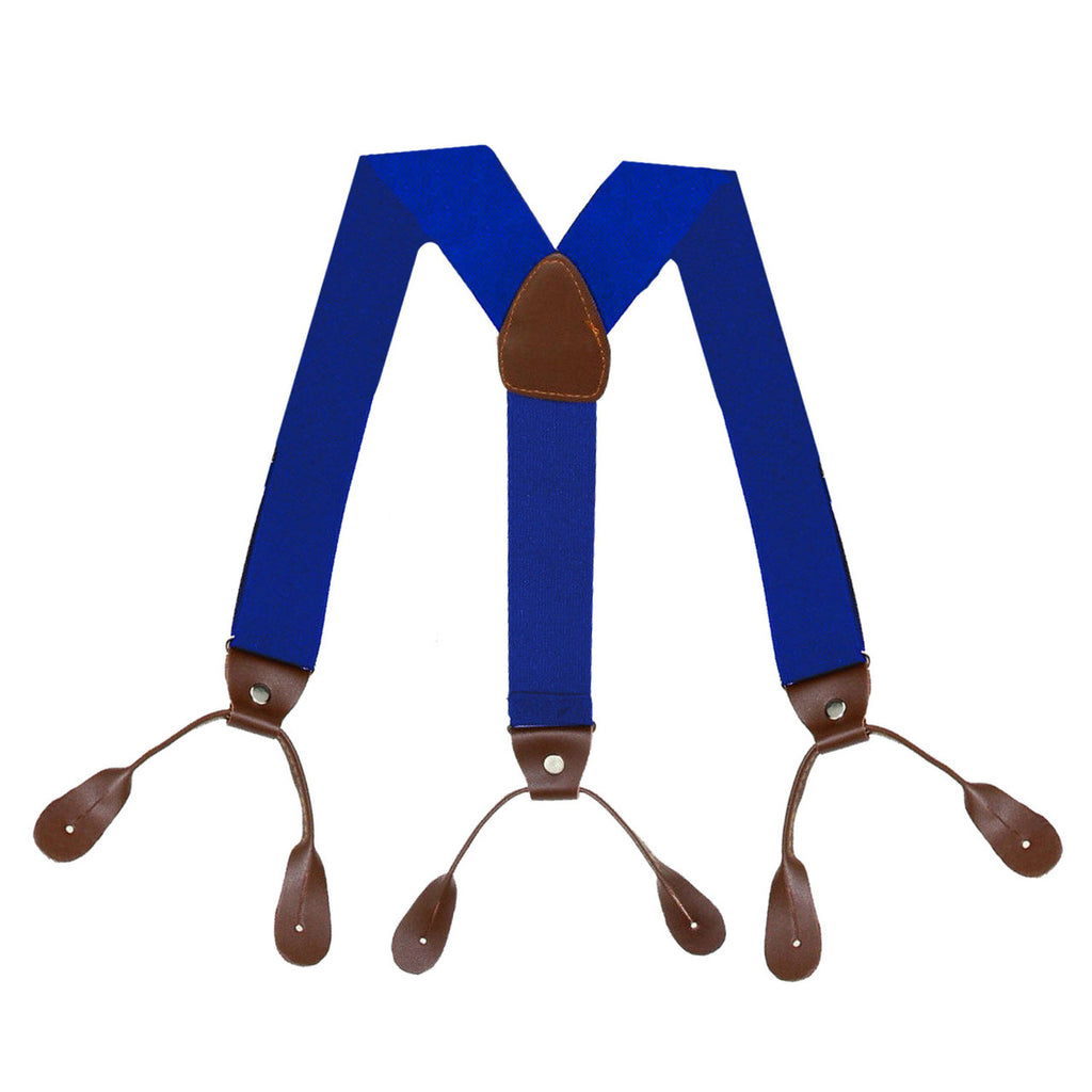Royal Blue with Brown Braces with Button Hole - 25mm
