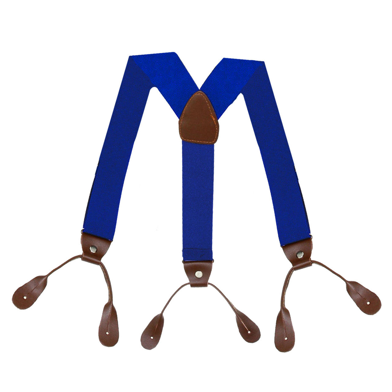 Royal Blue with Brown Braces with Button Hole - 25mm