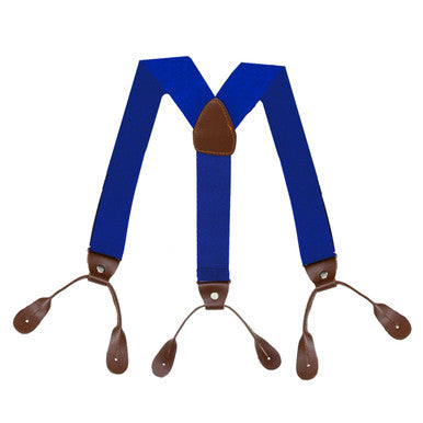 Royal Blue with Brown Braces with Button Hole - 25mm