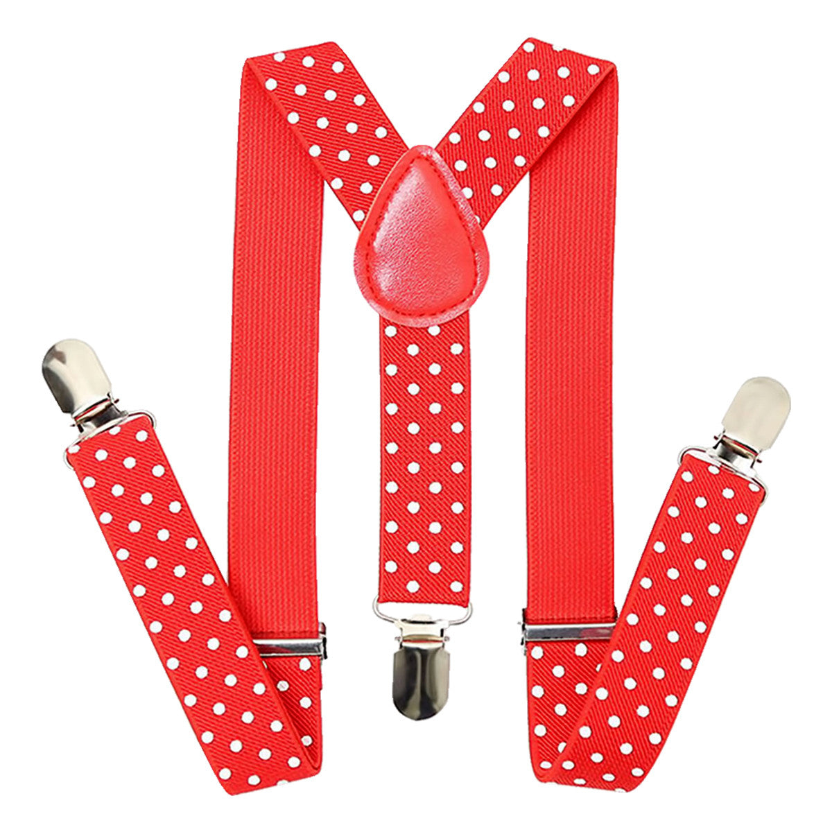 Red and White Dot Braces with Clip On - 25mm