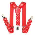 Red and White Dot Braces with Clip On - 25mm