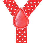 Red and White Dot Braces with Clip On - 25mm