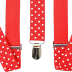 Red and White Dot Braces with Clip On - 25mm