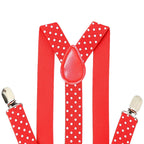 Red and White Dot Braces with Clip On - 25mm