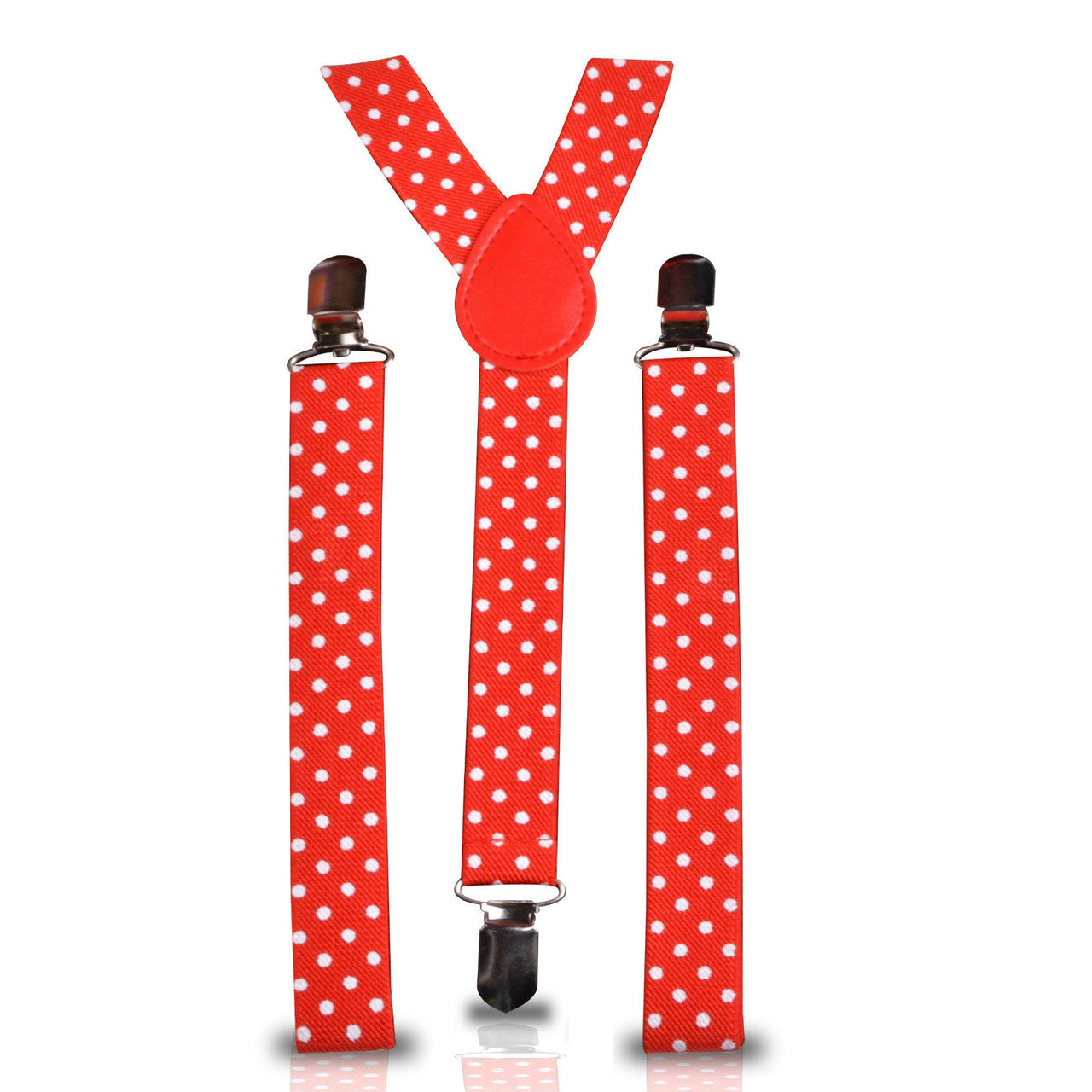 Red and White Dot Braces with Clip On - 25mm