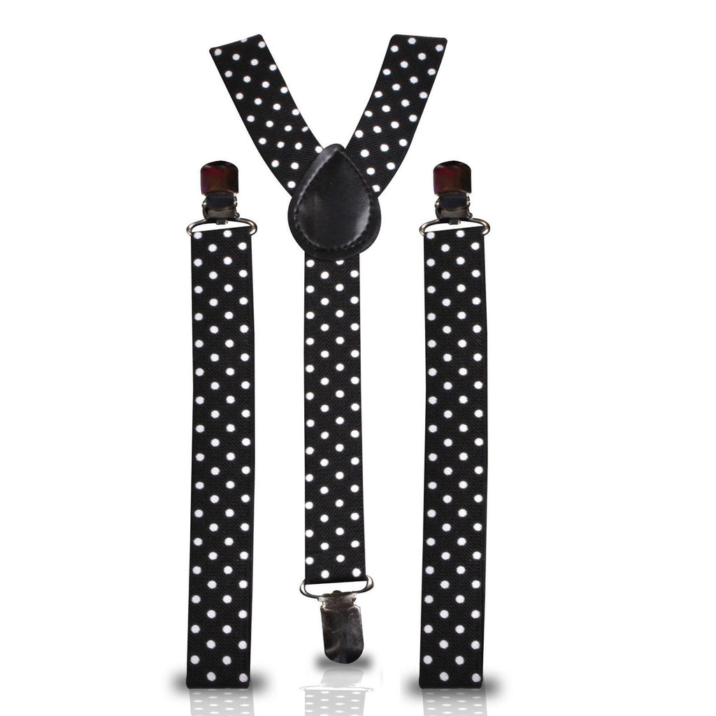 Black and White Dot Braces with Clip On - 25mm