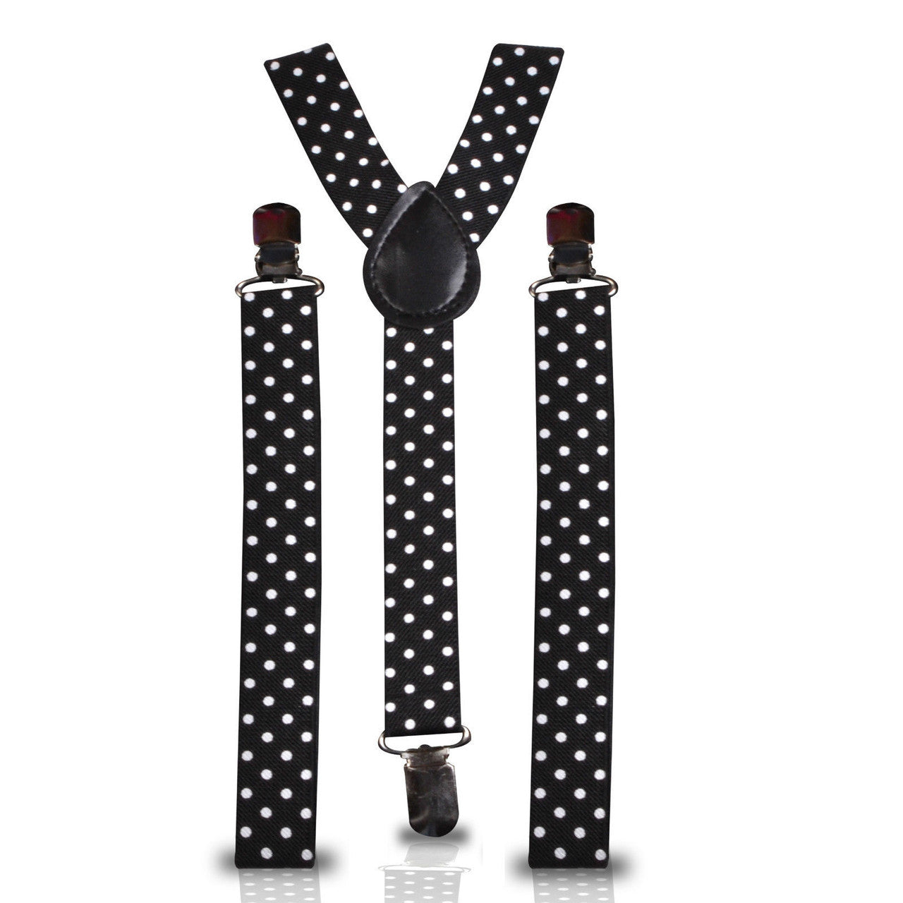 Black and White Dot Braces with Clip On - 25mm
