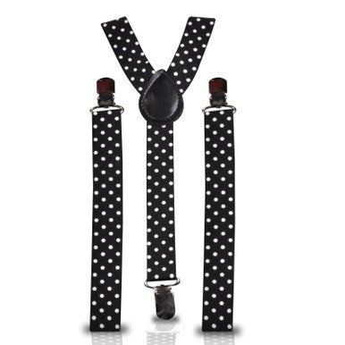 Black and White Dot Braces with Clip On - 25mm