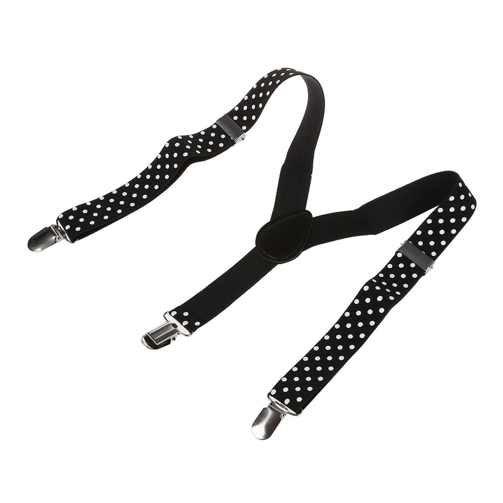 Black and White Dot Braces with Clip On - 25mm