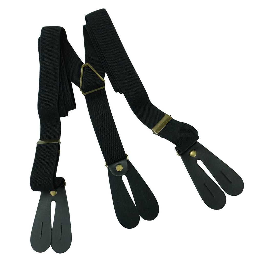 Black Braces with Button Hole - 25mm