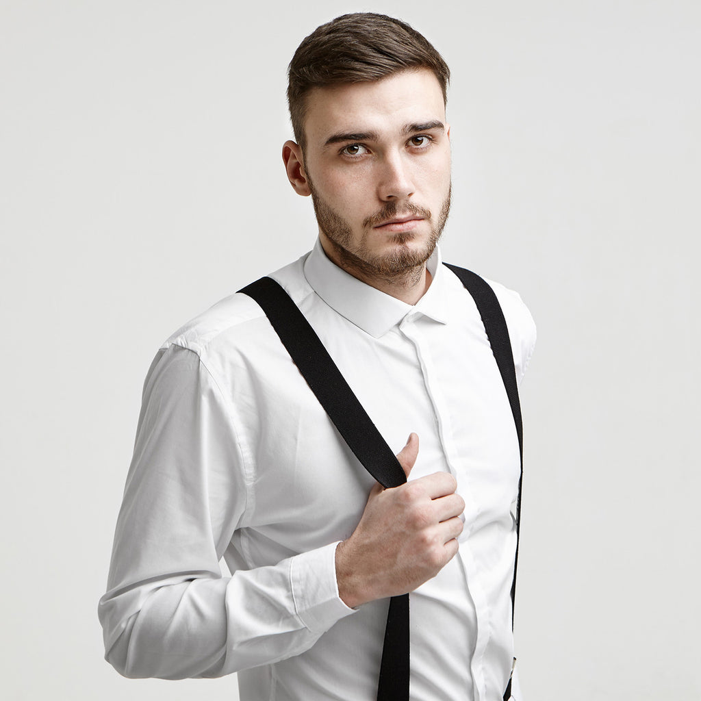 Black Braces with Button Hole - 25mm