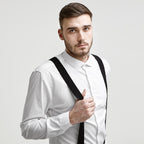 Black Braces with Button Hole - 25mm