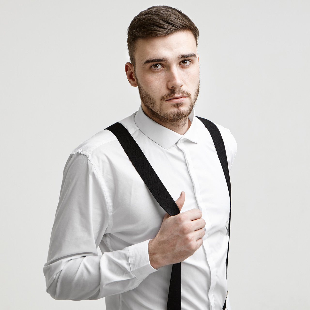 Black Braces with Button Hole - 25mm