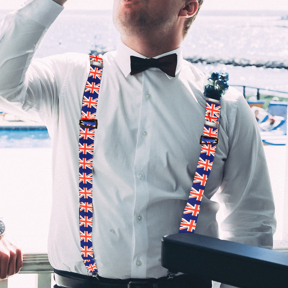 X-Shaped Union Jack Braces with Clip On - 35mm
