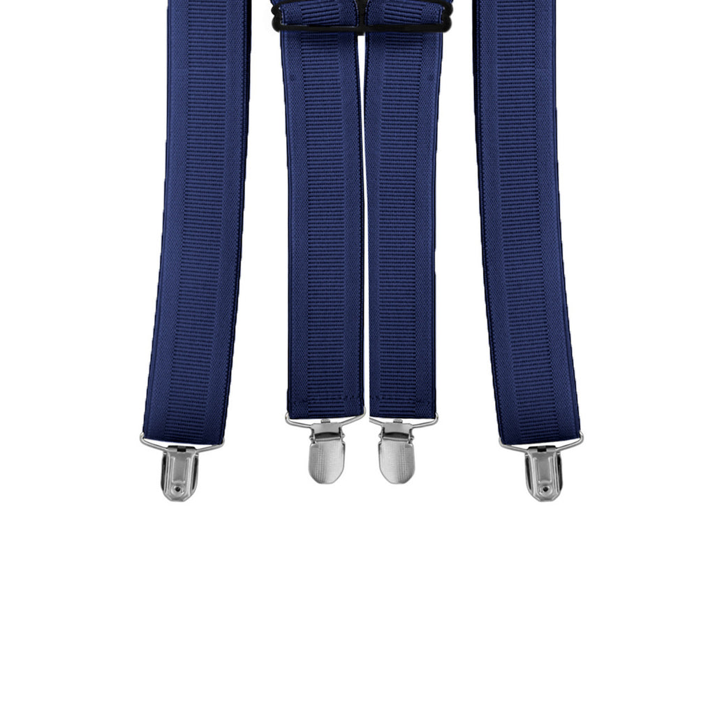 X-Shaped Navy Blue Braces with Clip On - 35mm