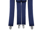 X-Shaped Navy Blue Braces with Clip On - 35mm