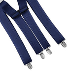 X-Shaped Navy Blue Braces with Clip On - 35mm