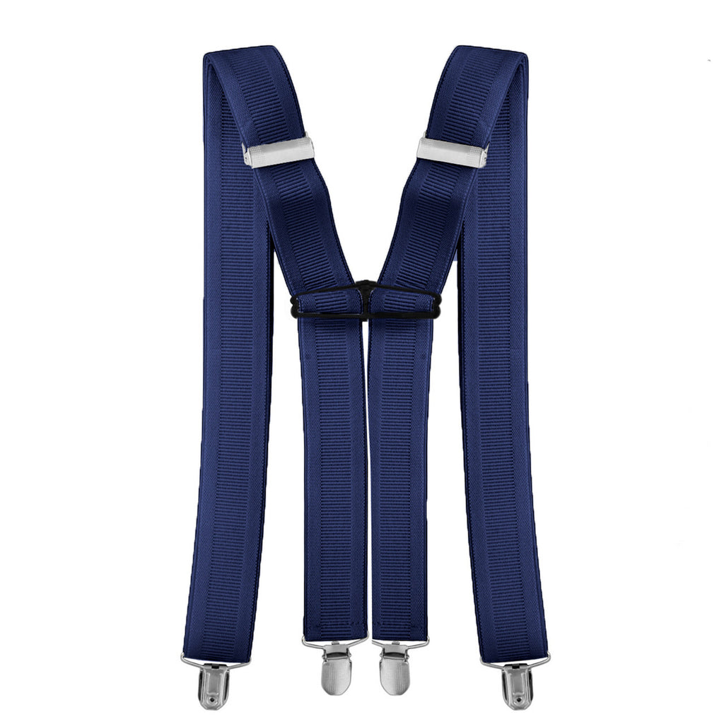 X-Shaped Navy Blue Braces with Clip On - 35mm