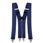 X-Shaped Navy Blue Braces with Clip On - 35mm