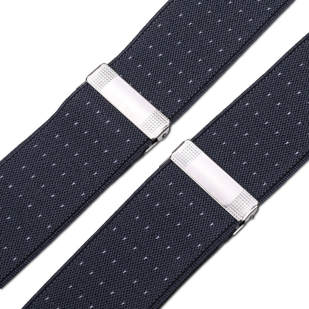 Grey and White Dot Braces with Clip On - 35mm