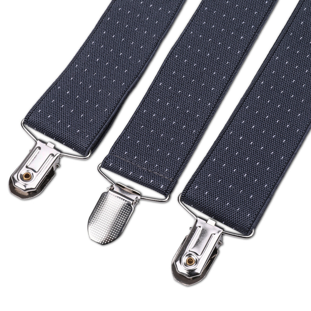 Grey and White Dot Braces with Clip On - 35mm