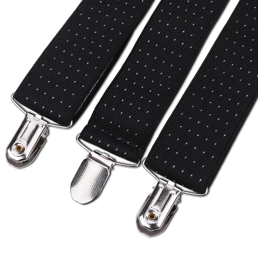 Black and White Dot Braces with Clip On - 35mm