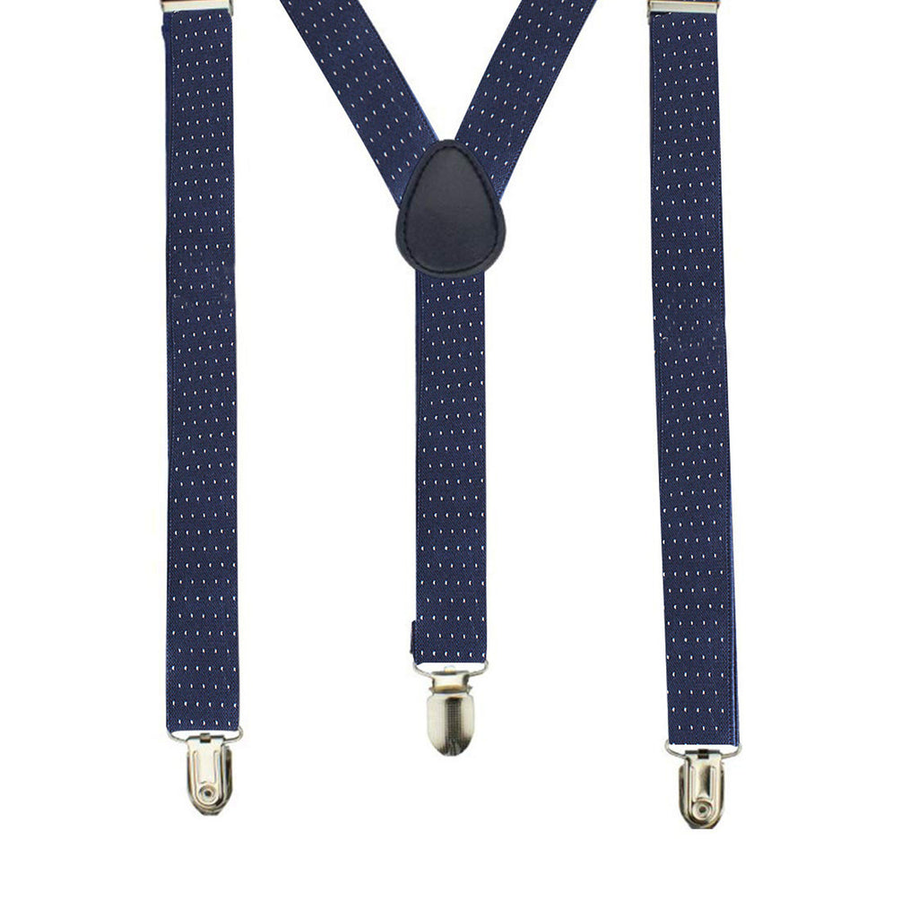 Navy and White Dot Braces with Clip On - 35mm
