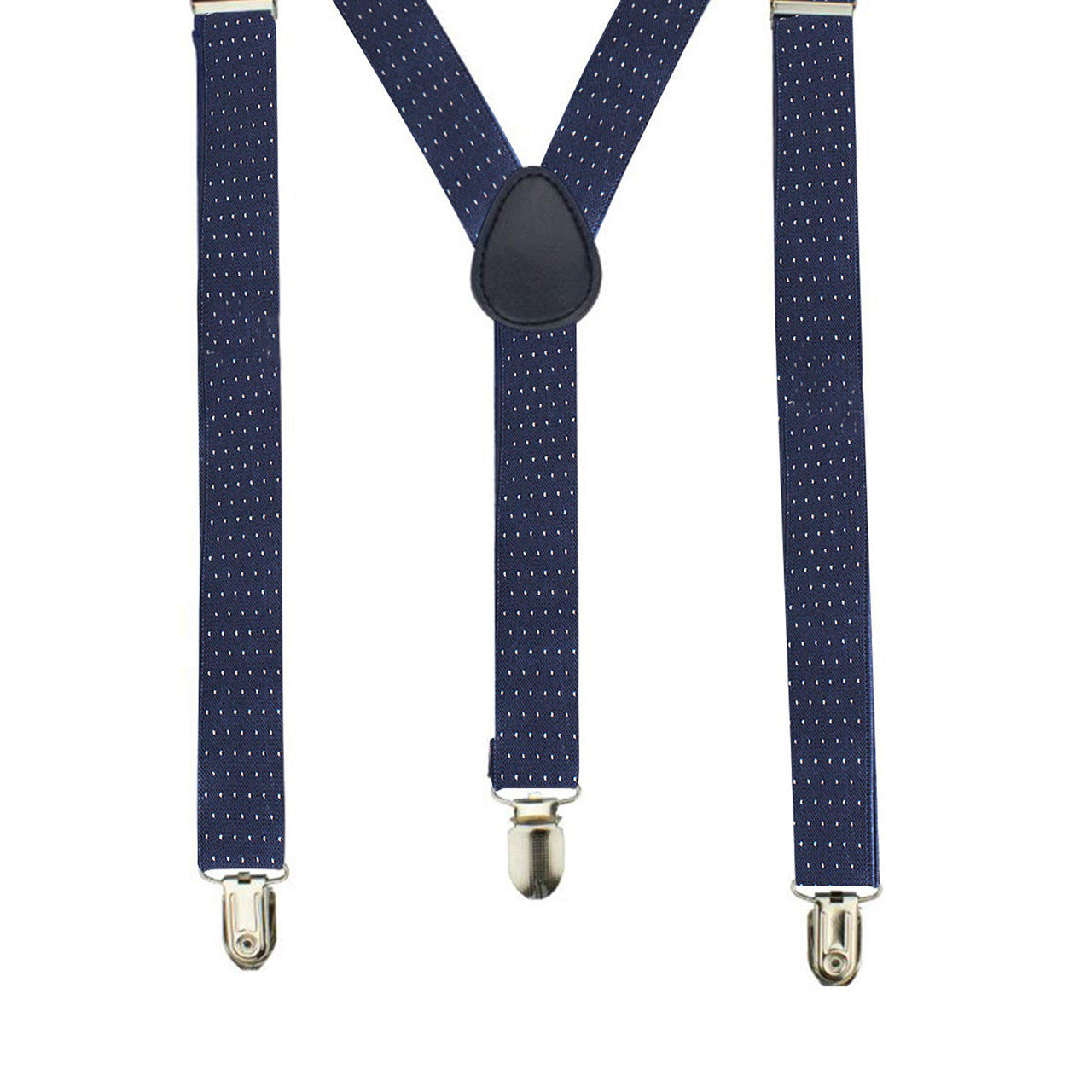 Navy and White Dot Braces with Clip On - 35mm